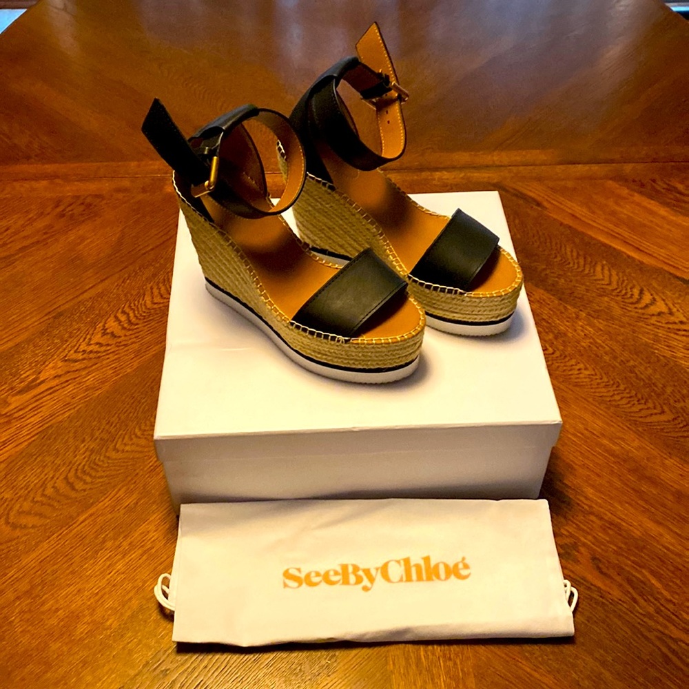 SeeByChloe Espadrille Wedge Sandal Size 36